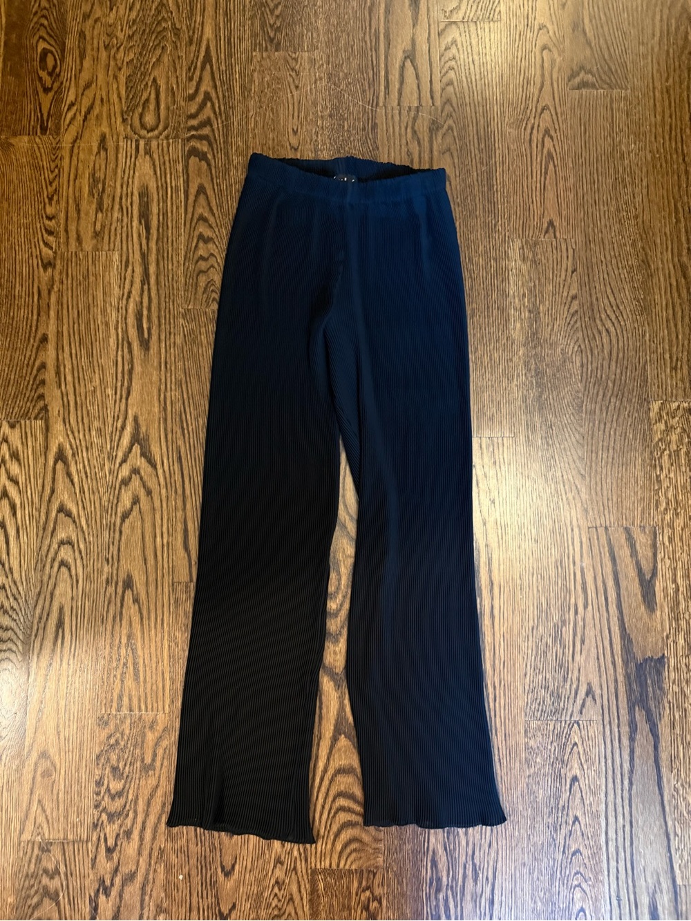 Heydari Black Ribbed Wide-Leg Knit Pants